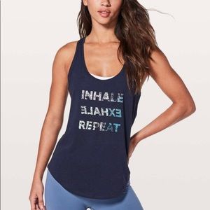 Lululemon Love Graphic Tank Navy Blue Size 2 (Inhale Exhale Repeat)